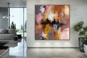 Brown Yellow Bright Abstract Original Painting On Canvas Qp022