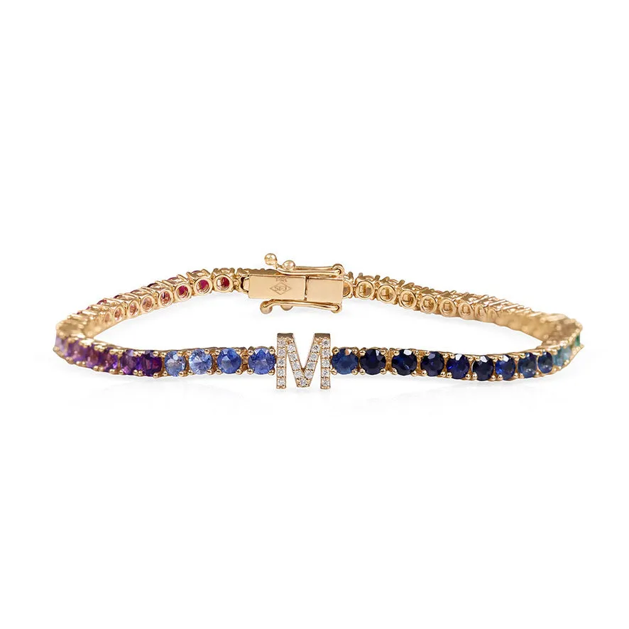 14K GOLD RAINBOW PERSONALIZED TENNIS BRACELET