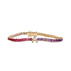 14K GOLD RAINBOW PERSONALIZED TENNIS BRACELET