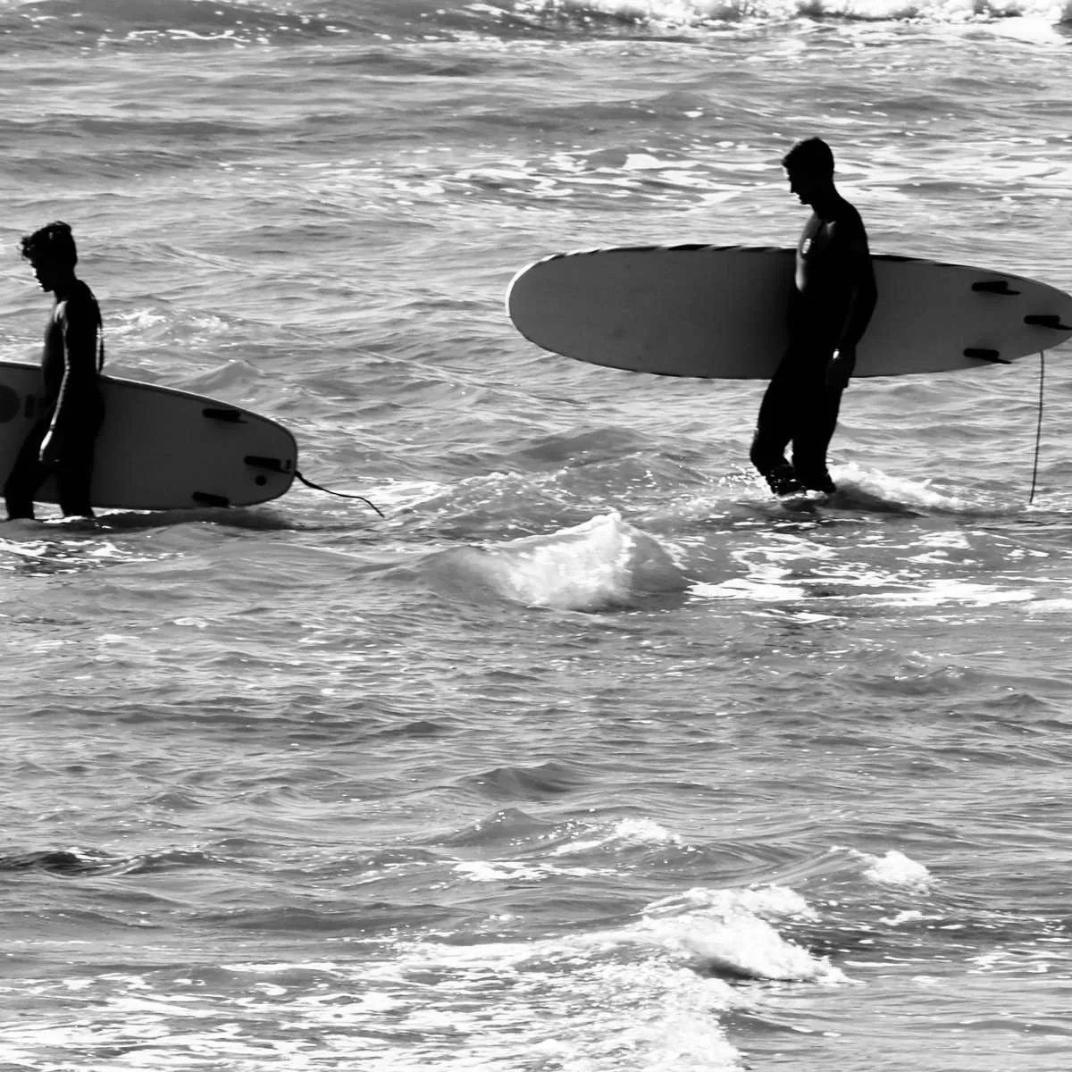 5 Surfers In Black And White Wall Art