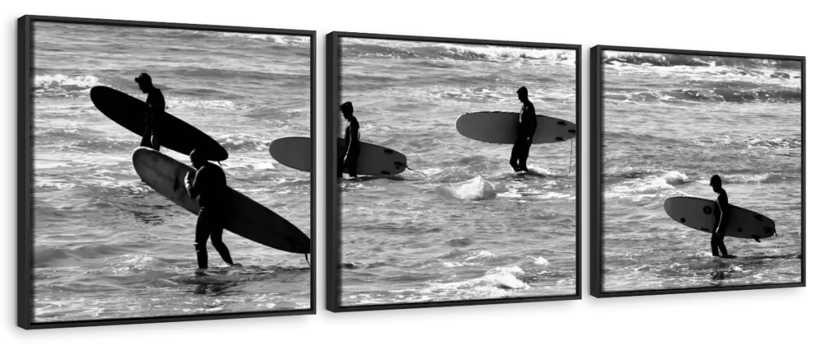 5 Surfers In Black And White Wall Art