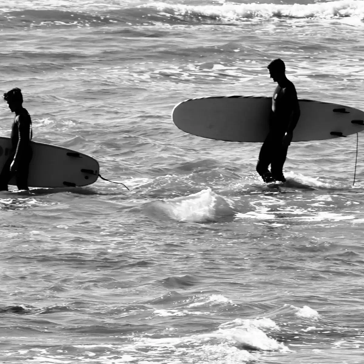 5 Surfers In Black And White Wall Art