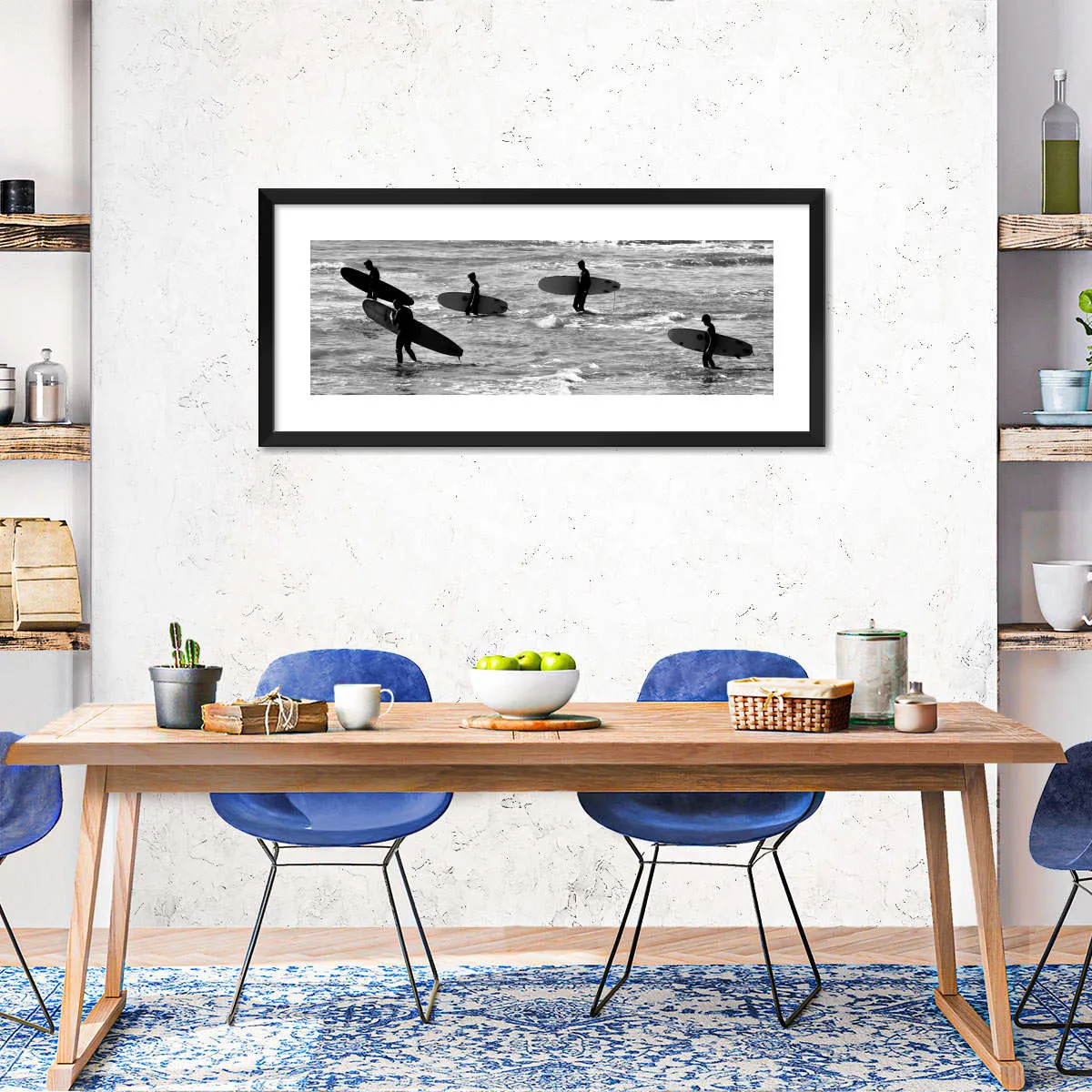 5 Surfers In Black And White Wall Art