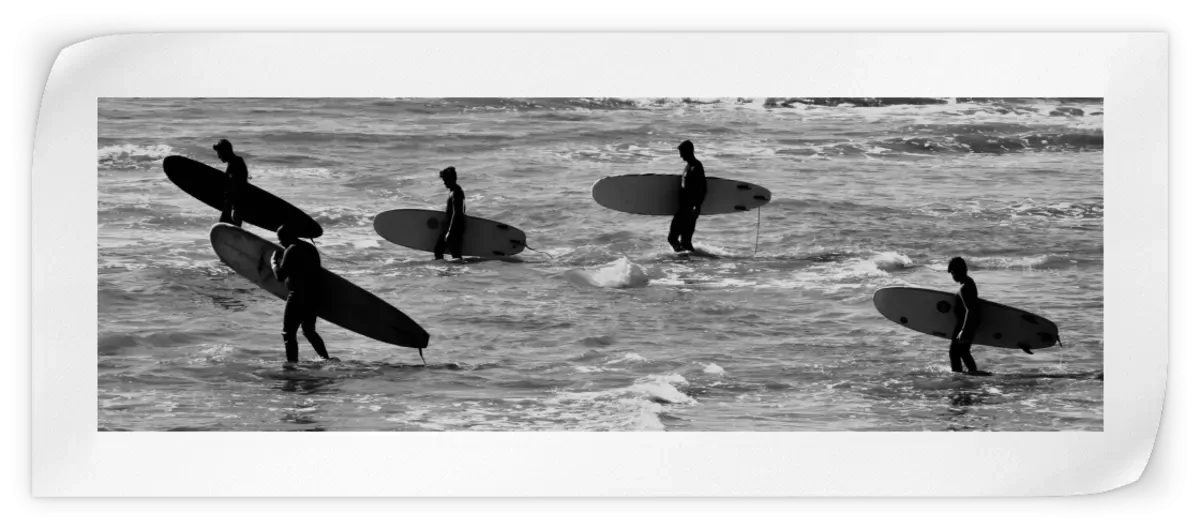 5 Surfers In Black And White Wall Art