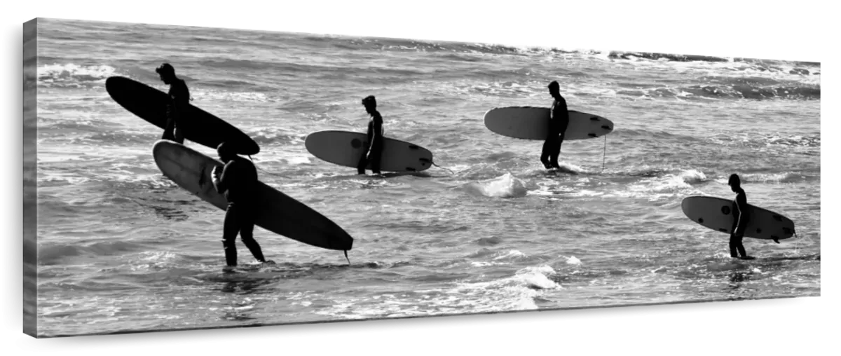 5 Surfers In Black And White Wall Art