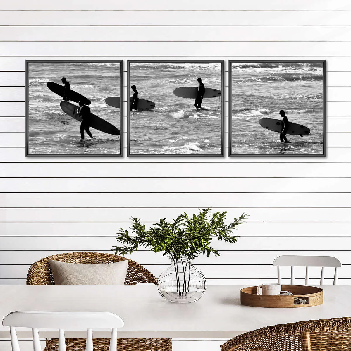 5 Surfers In Black And White Wall Art