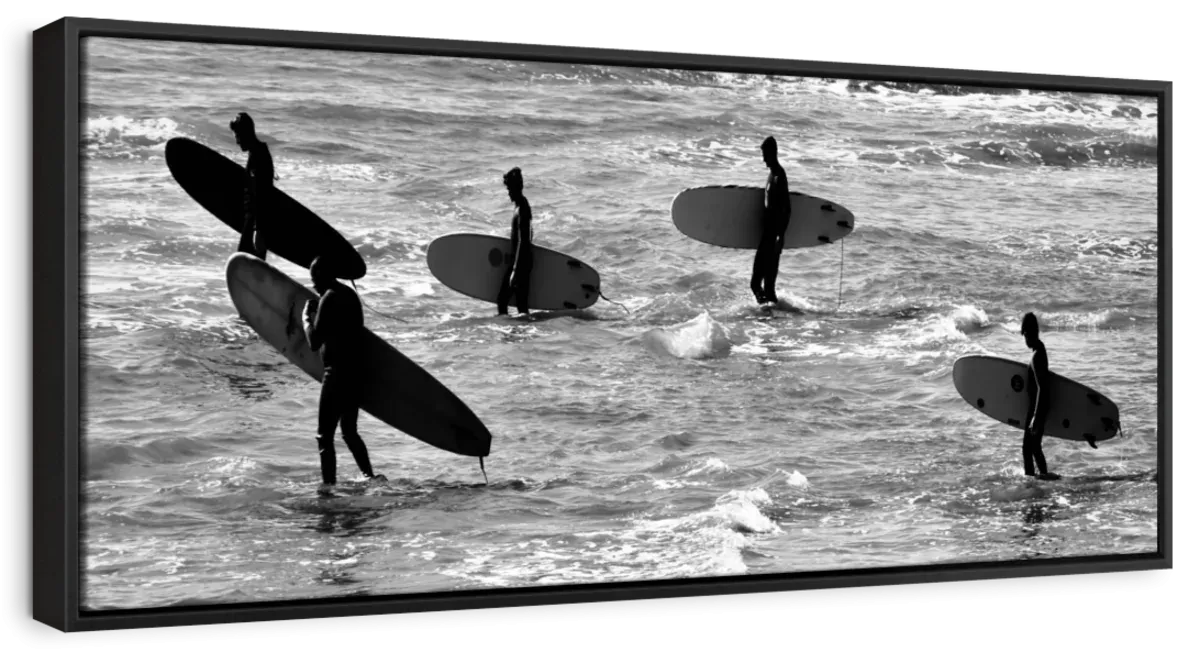 5 Surfers In Black And White Wall Art