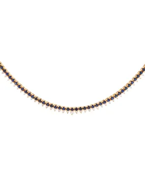 5.09ct Black Diamond 18K Gold Stationed Tennis Necklace