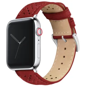 Apple Watch Crimson Red Racing Horween Leather Watch Band