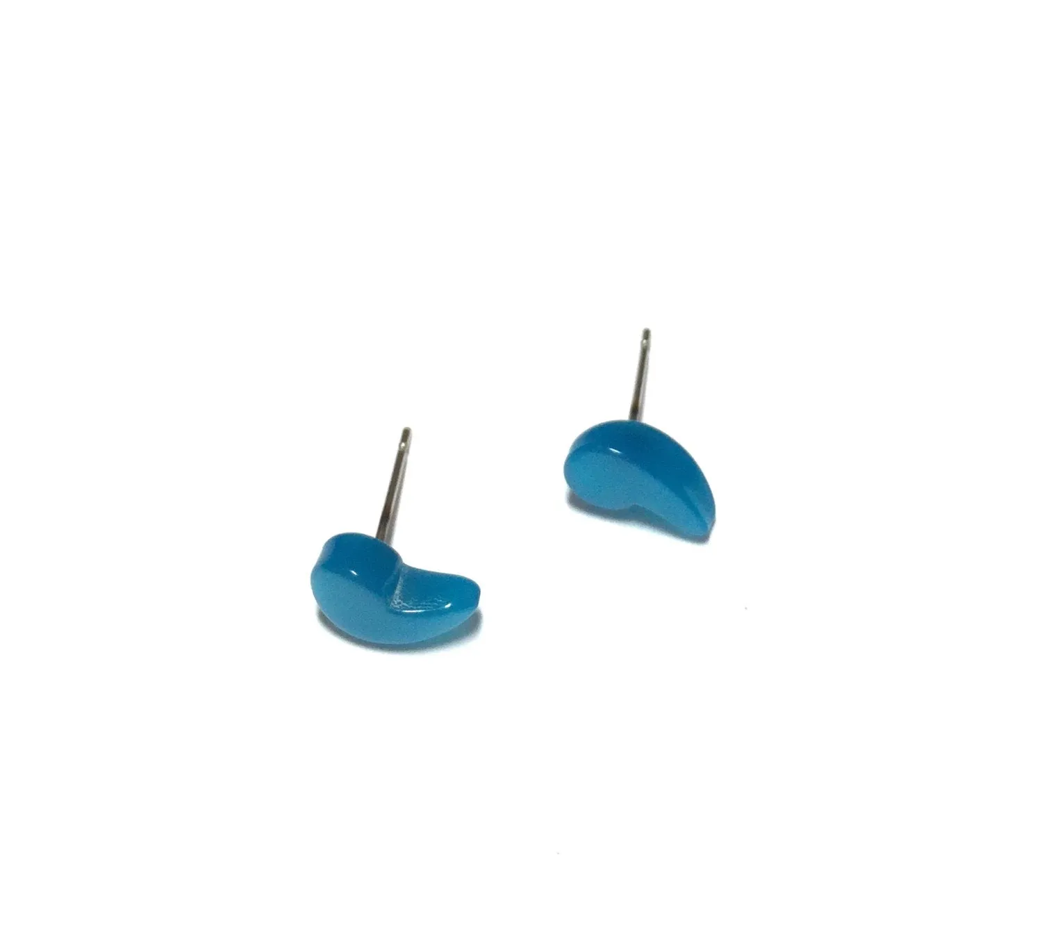 Aqua Blue Moonglow Vintage Comma Stud Earrings