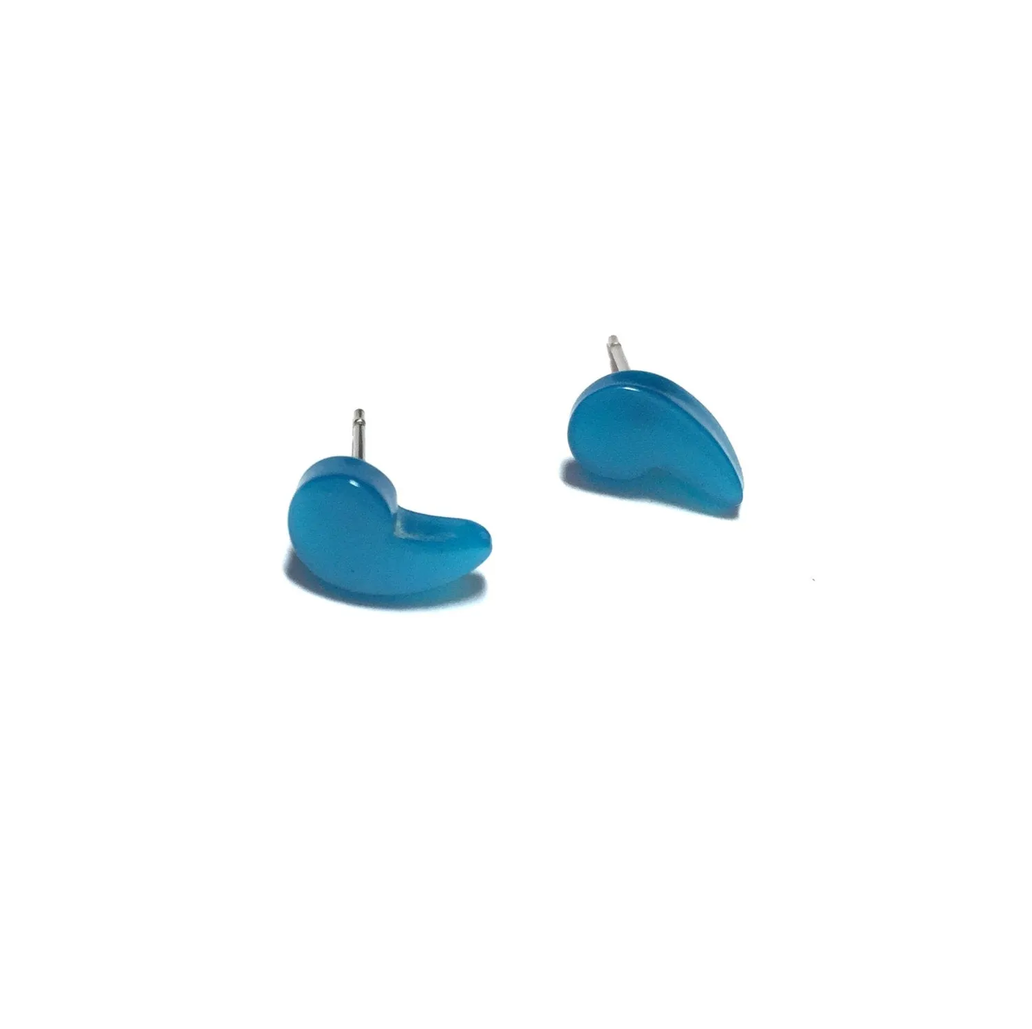 Aqua Blue Moonglow Vintage Comma Stud Earrings