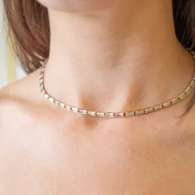 Baguette Cut Tennis  Hypoallergenic Necklace