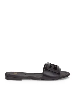 Baguette Slide in black leather