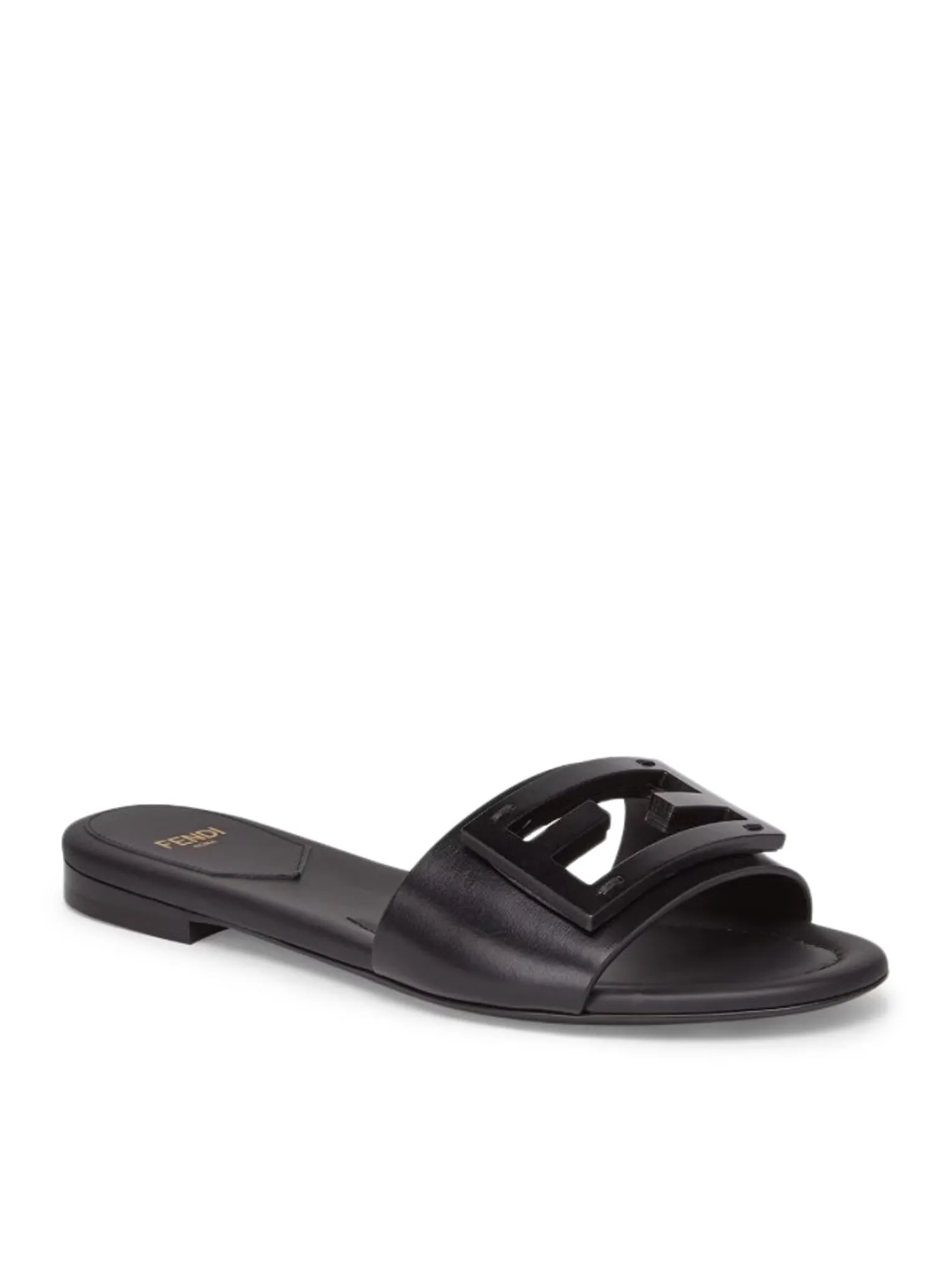 Baguette Slide in black leather