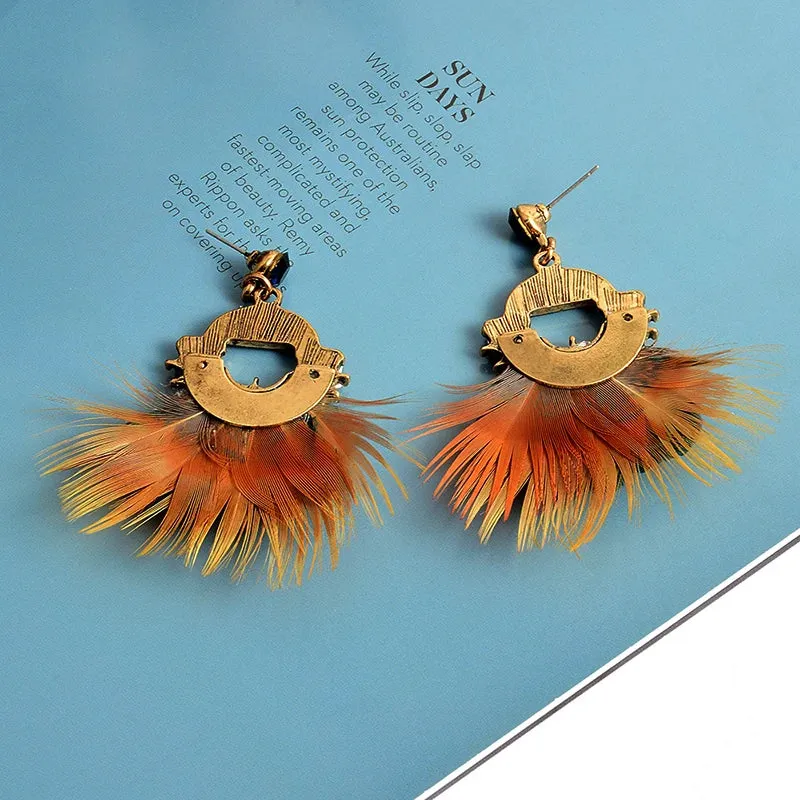 Bewinged- the Vivid Hued Feather and Crystal Dangle Earrings