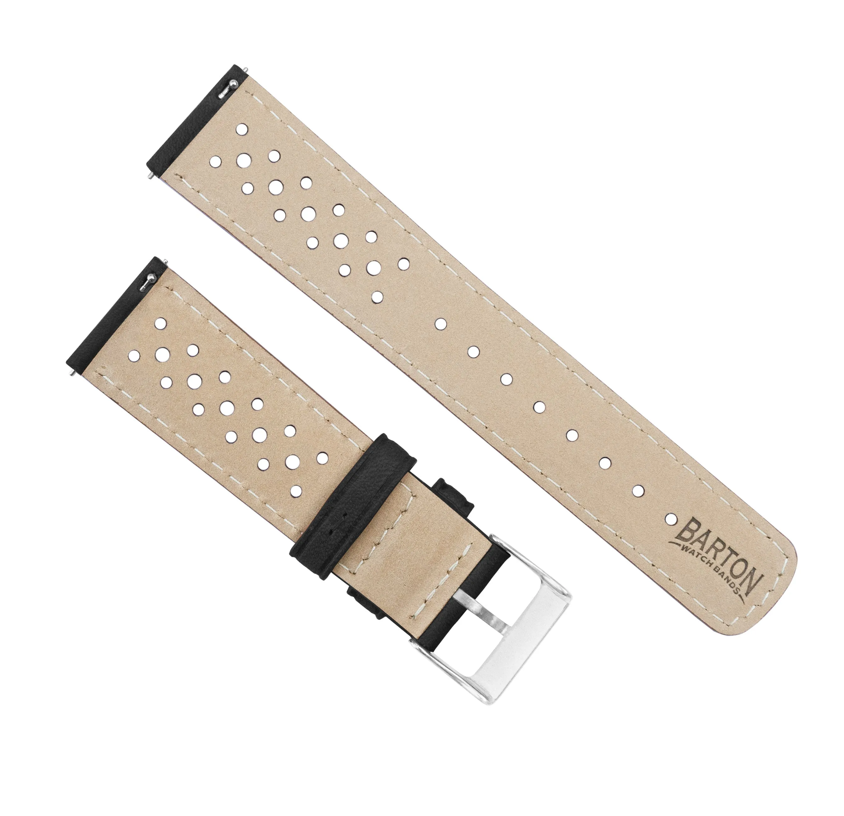 Black Racing Horween Leather Watch Band