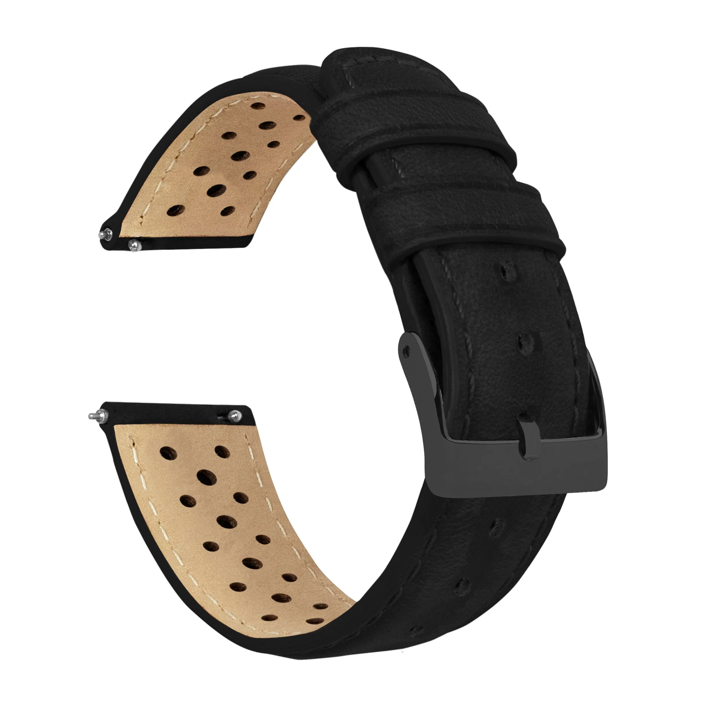 Black Racing Horween Leather Watch Band