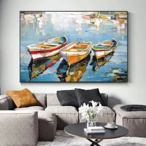 Boats Seascape Landscape Oil Painting Canvas Artwork Prints