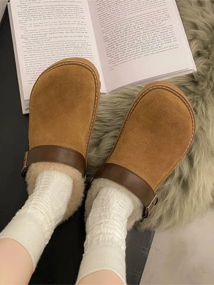 Buckle Decor Fur Lined Birkenstock Boots