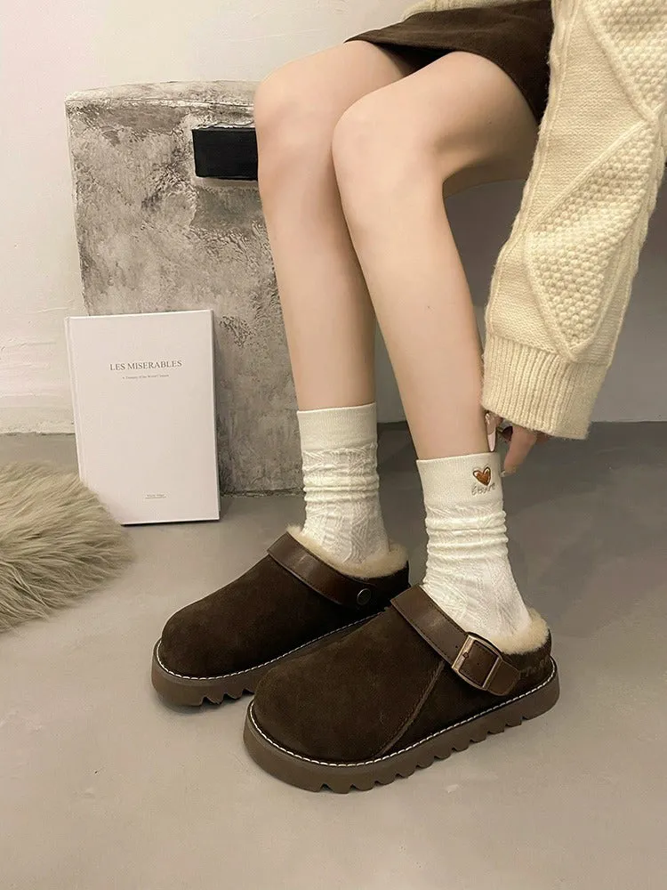 Buckle Decor Fur Lined Birkenstock Boots