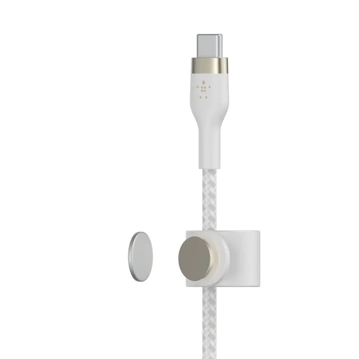 Cable BoostCharge Pro Flex USB-C a Lightning de silicona y trenzado de Belkin 2 metros blanco