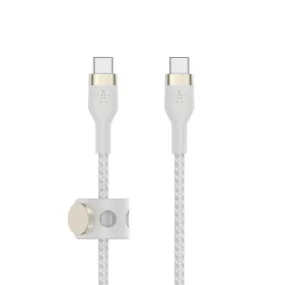 Cable BoostCharge Pro Flex USB-C a USB-C de silicona y trenzado de Belkin 1 metro blanco