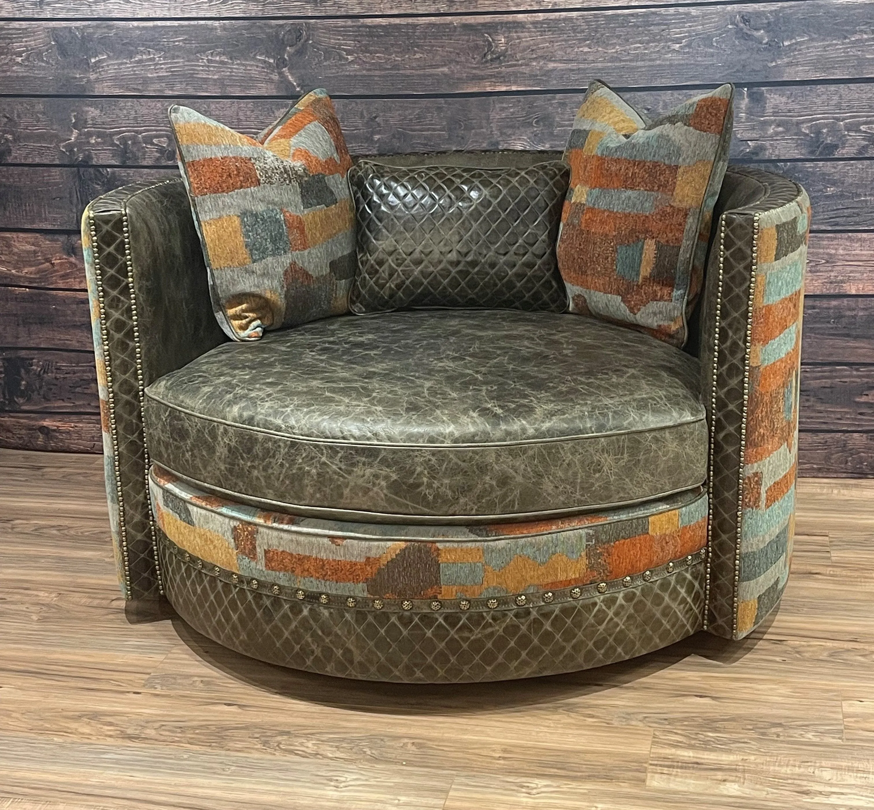 Chaise Swivel Southwestern Basil Accent Chair