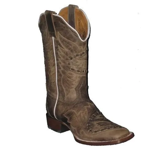 Cowtown Ladies Distressed Brown Wide Square Toe Boots Q234