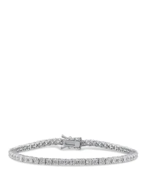 Cubic Zirconia & Rhodium Plated Tennis Bracelet