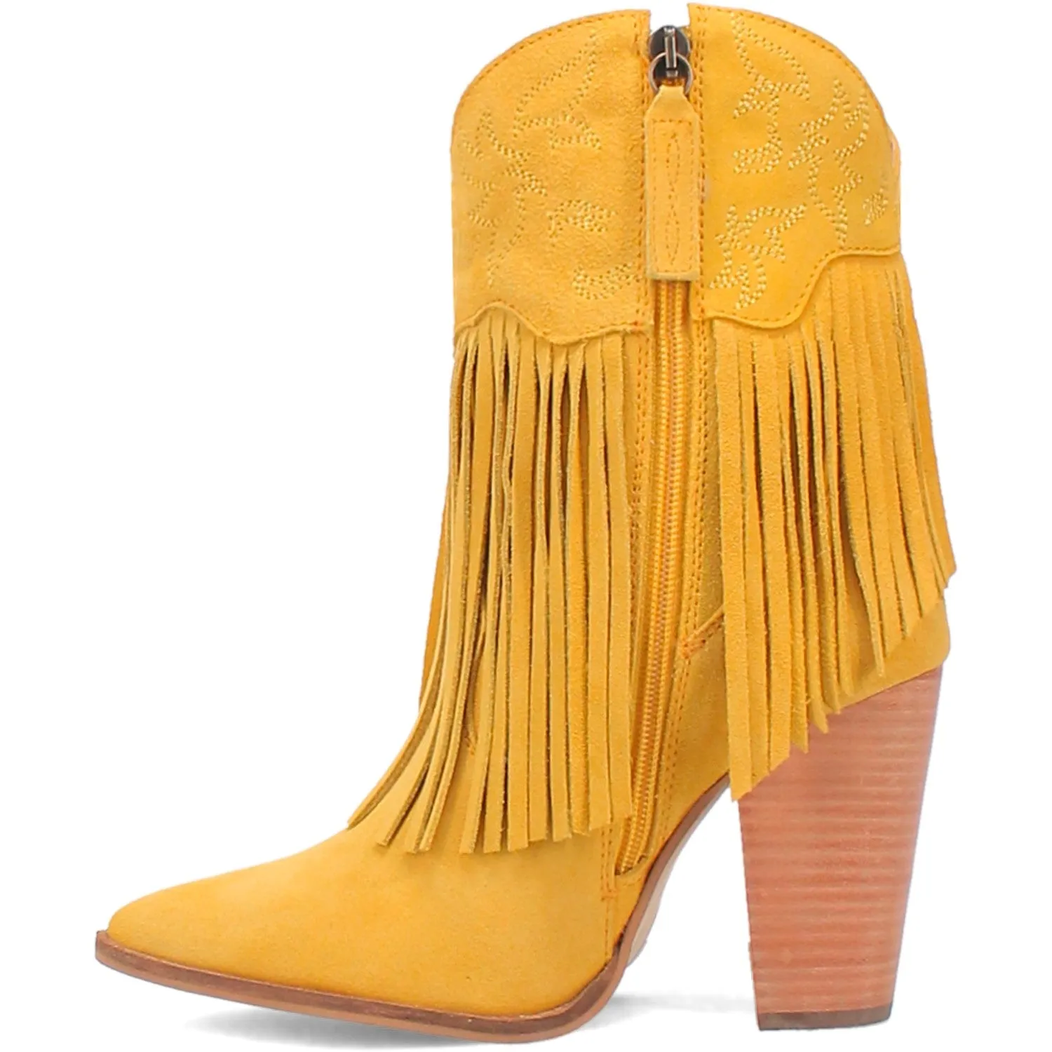 Dingo Women's Crazy Train Yellow Leather Snip Toe Boot DI185