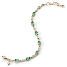 Green Tourmaline Tennis Bracelet in 18K Gold