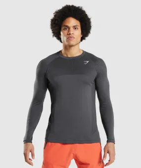 Gymshark Apex Seamless Long Sleeve T-Shirt - Onyx Grey/Black