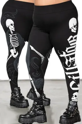 Killstar Danse Macabre Printed Leggings Skeleton & Skulls