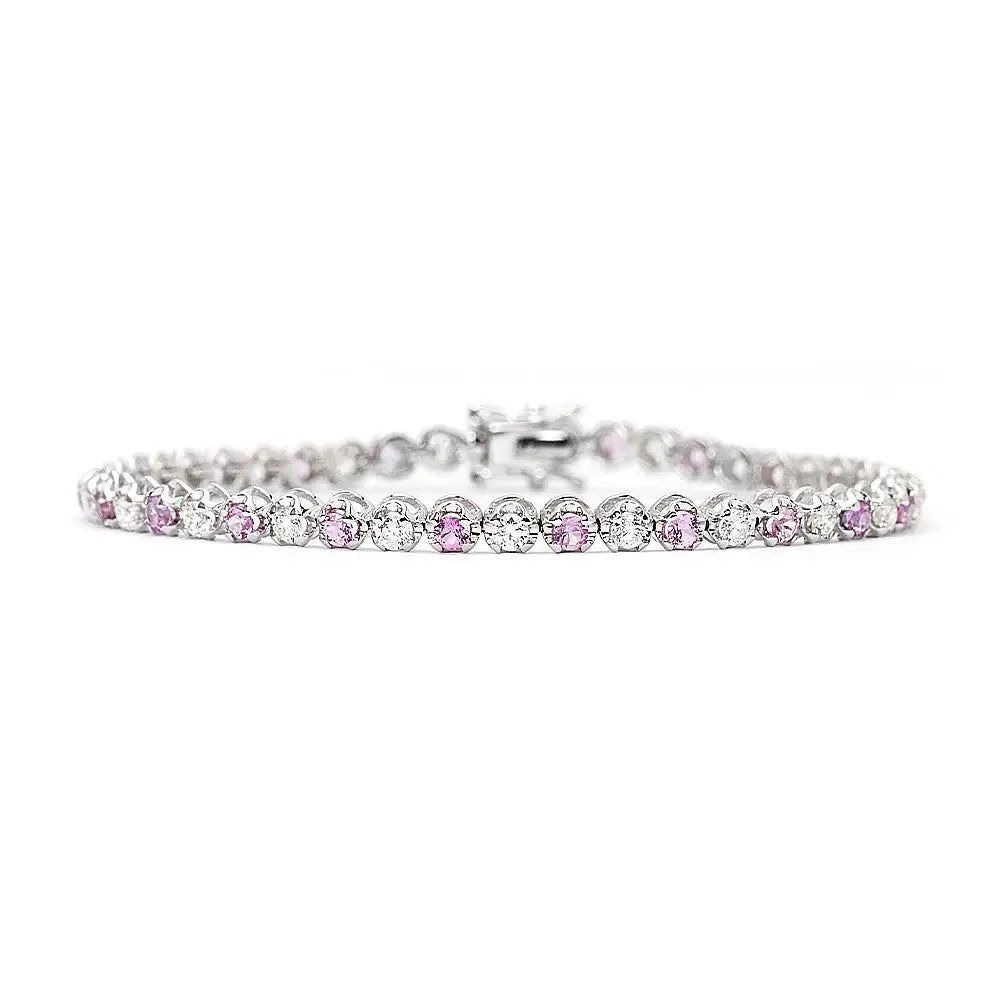 Lab-Grown Sapphire Tennis Bracelet w/ Lab Grown Diamonds, Penelope