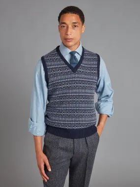 Sleeveless Sweater Fair Isle - Oxford Blue