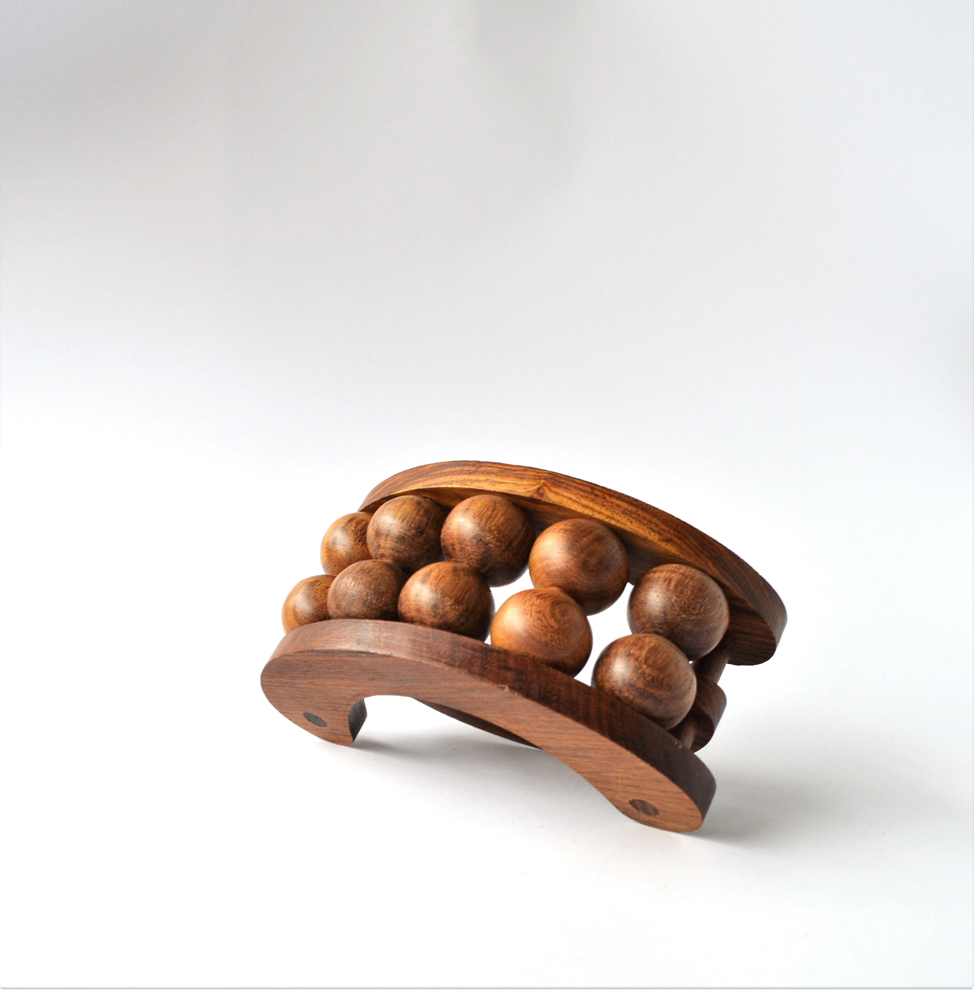 Wooden massage tool with 10 rolling balls