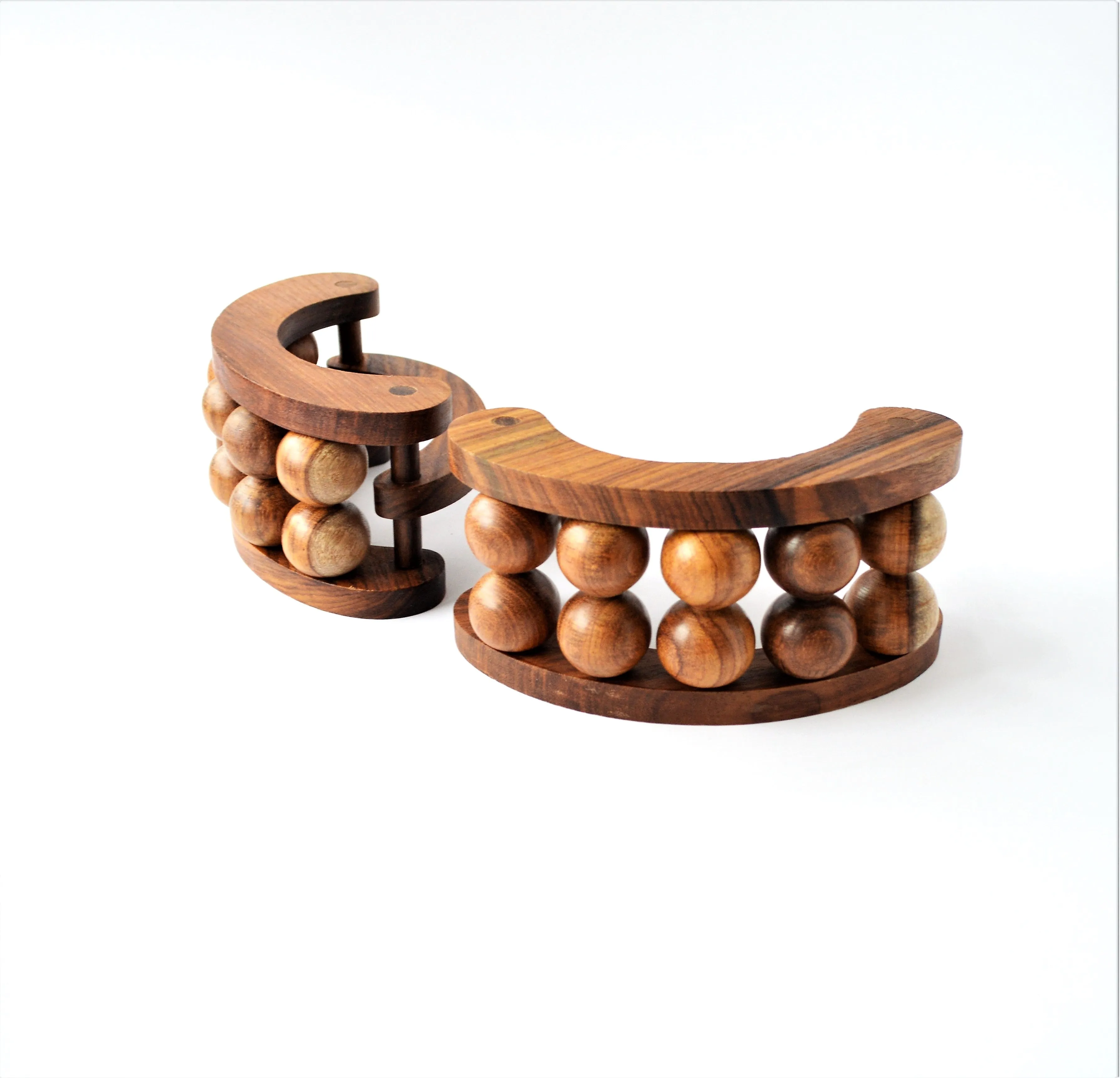 Wooden massage tool with 10 rolling balls