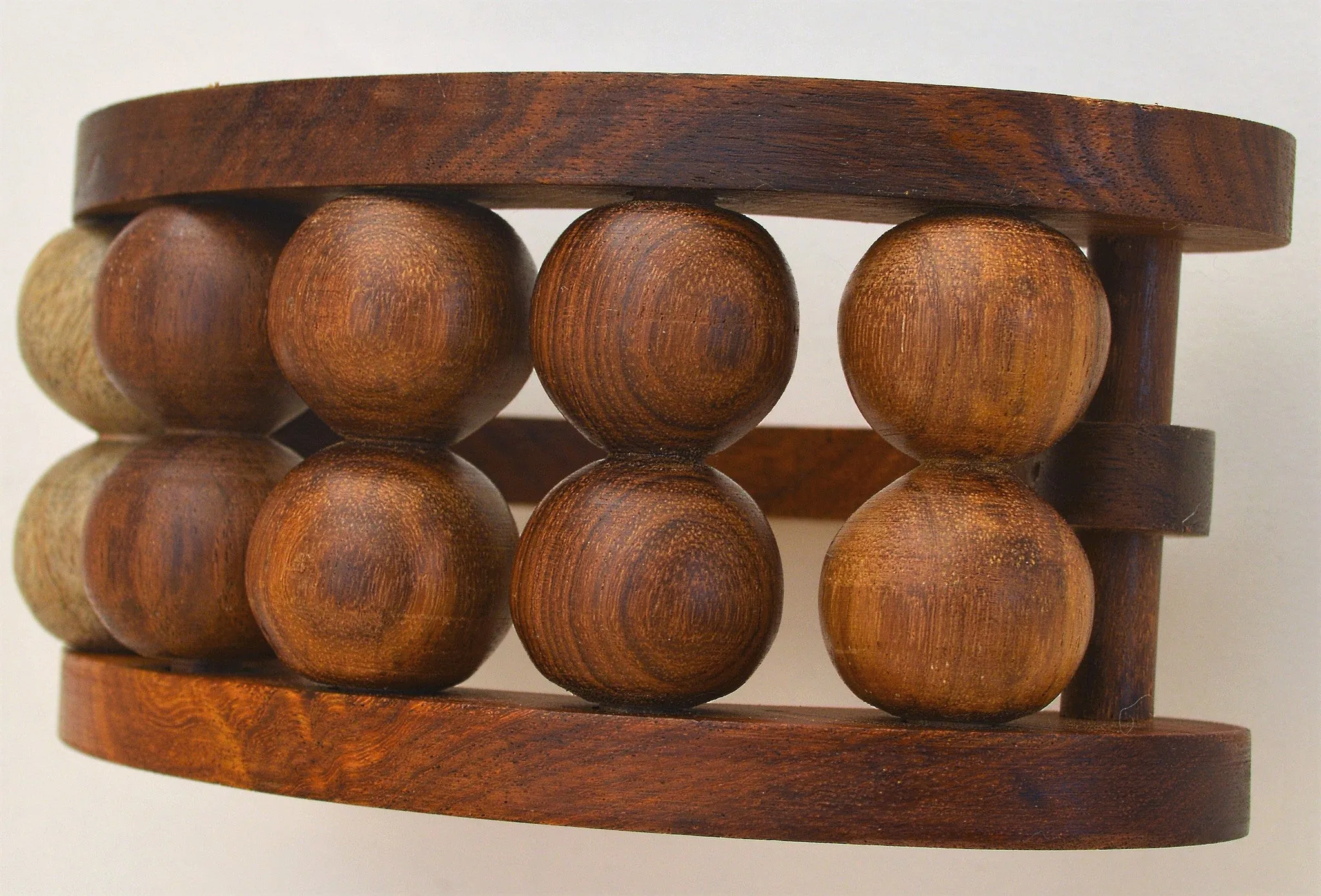 Wooden massage tool with 10 rolling balls