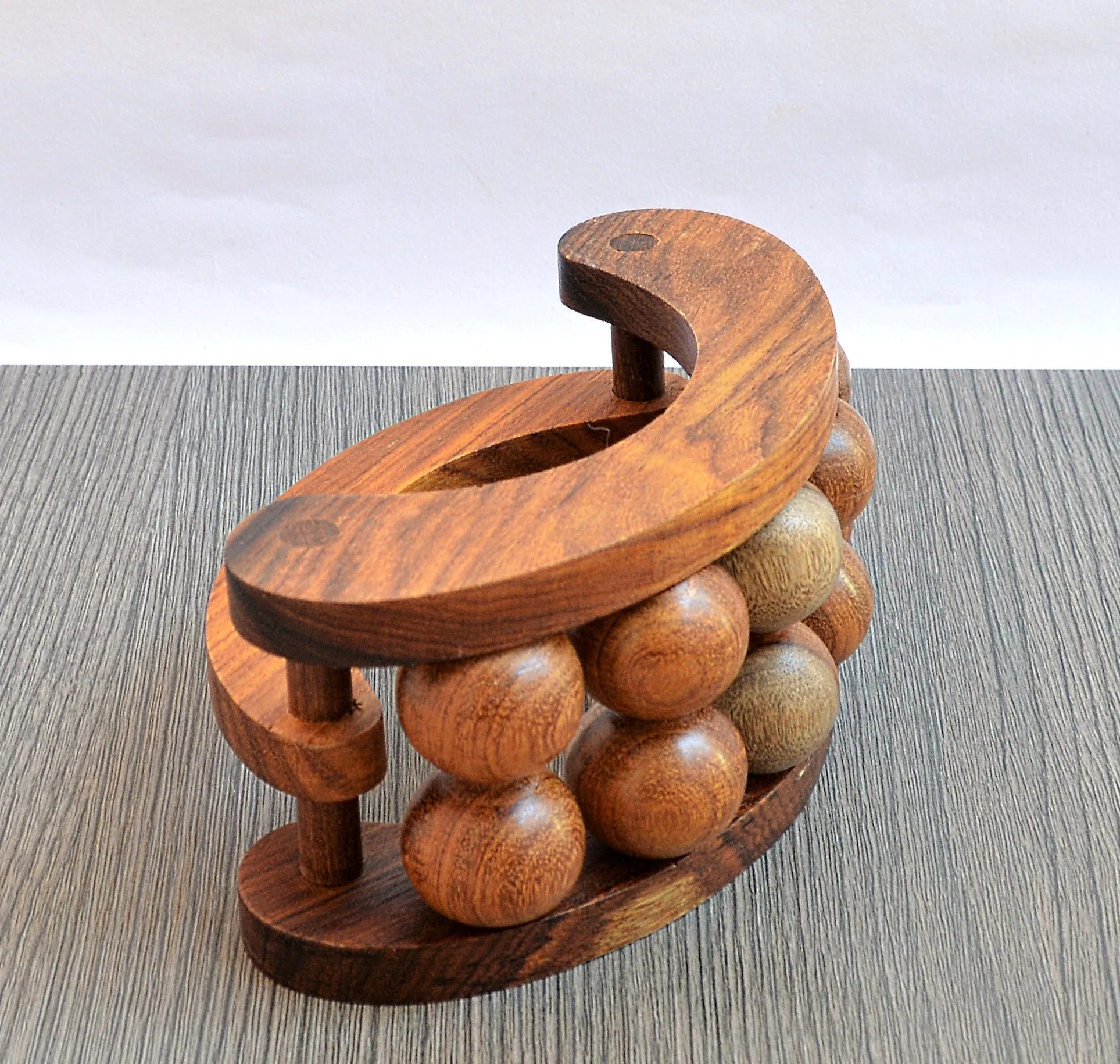 Wooden massage tool with 10 rolling balls